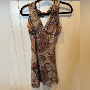 TOUCH EXPRESS Ladies Women’s Girls Size Small Tan Black & Red Sleeveless Dress